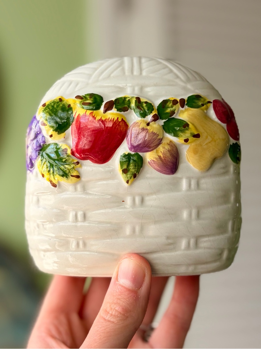 Vintage Wicker Fruit Basket Ceramic Kitchen Napkin Holder